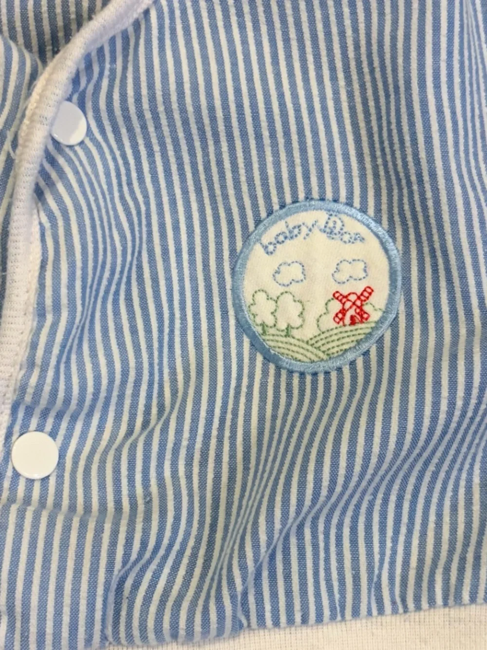 Vintage Baby Dior Blue & White Stripe Romper
